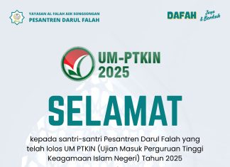 Selamat untuk Santri Madrasah Aliyah Pesantren Darul Falah atas Kelulusan UM PTKIN 2025! UM PTKIN 2025