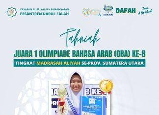 Santri Putri Darul Falah Aek Songsongan Raih Medali Emas Olimpiade Bahasa Arab Tingkat Provinsi