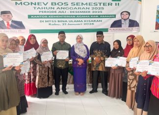 Pastikan Pelaporan Akurat, Penmad Asahan Gelar Monev Penggunaan Dana BOS Zona 5 di MTsS Bina Ulama Kisaran