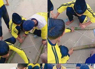Siswa MTsS Bary Tarbiyah Belajar Membuat Tanduk Darurat PMR dari Bambu