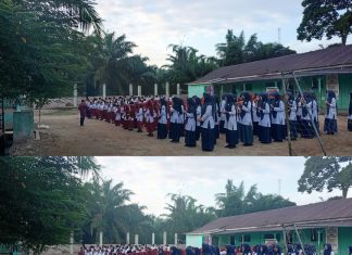 Rutinitas Pagi, Siswa MIS Bary Tarbiyah Baris di Lapangan dan Mengulang Hafalan