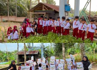 Belajar Matematika di Alam Bebas, Siswa Kelas 1 MIS Bary Tarbiyah Membilang 1–10 dengan Media Daun